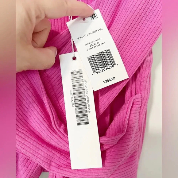 JONATHAN SIMKHAI NWT Akane Shaping Rib Off Shoulder Cutout Halter Tie Dr… - Picture 6 of 9